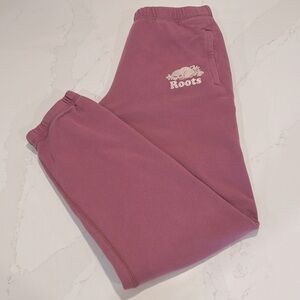 Roots Pink/rose Joggers Sweatpants Pockets Logo Drawstrings Sz L